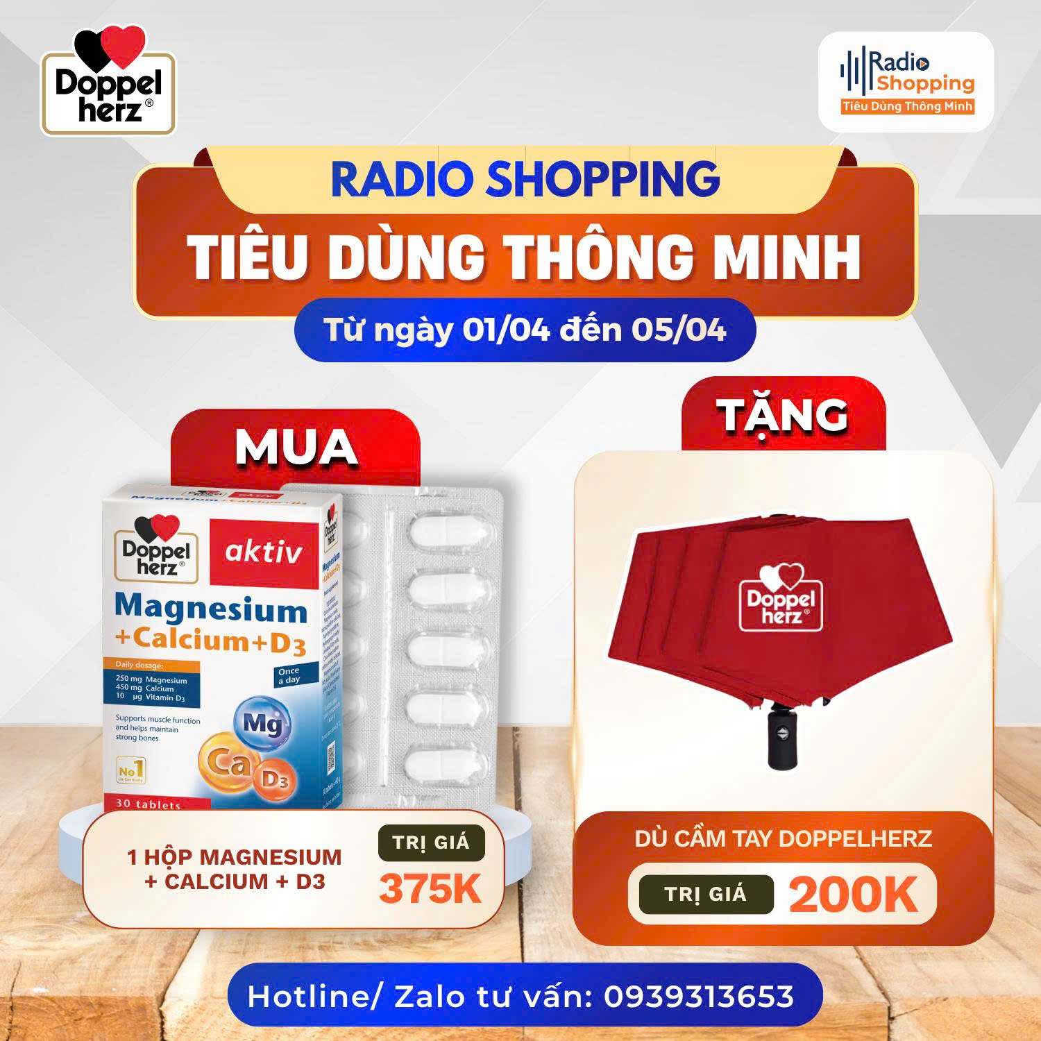 TPBVSK Magnesium + Calcium + D3 (30 viên)